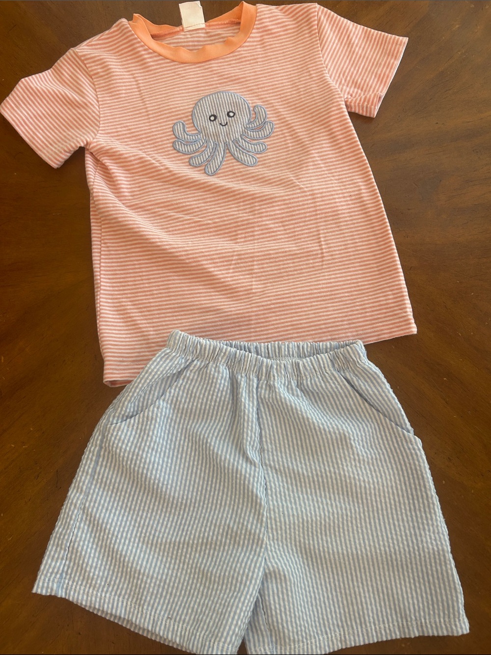 Boys Stitchy Fish Orange and Light Blue Octupus Set